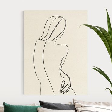 Quadro su tela naturale - Line Art schiena di donna in bianco e nero - Formato verticale 3:4