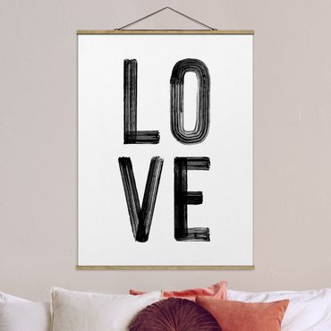 Foto su tessuto da parete con bastone - Love tipografia in nero - Verticale 3:4