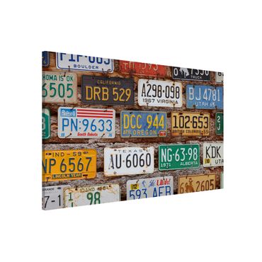 Lavagna magnetica - American License Plates On Wood - Formato orizzontale