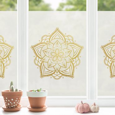 Decorazione per finestre - Illustrazione di fiore mandala in bianco e oro