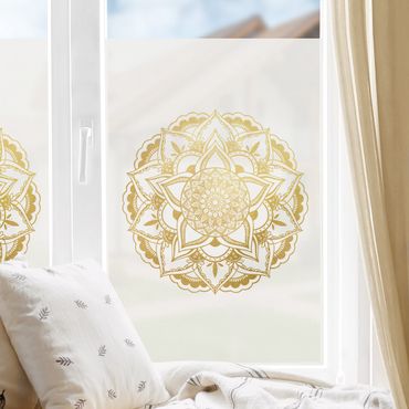 Decorazione per finestre - Illustrazione ornamentale di mandala in bianco e oro