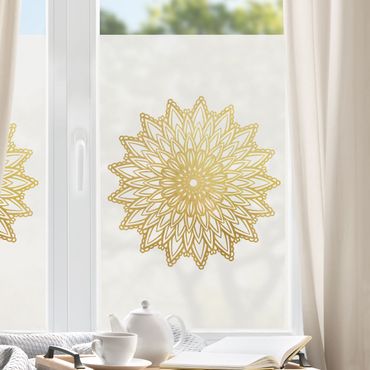Decorazione per finestre - Illustrazione di mandala sole bianco e oro
