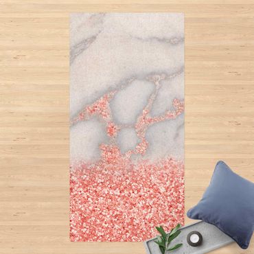 Tappetino di sughero - Effetto marmo con coriandoli rosa - Formato verticale 1:2