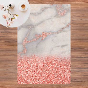 Tappetino di sughero - Effetto marmo con coriandoli rosa - Formato verticale 2:3