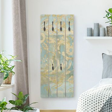 Appendiabiti in legno - Collage marocchino in oro e turchese