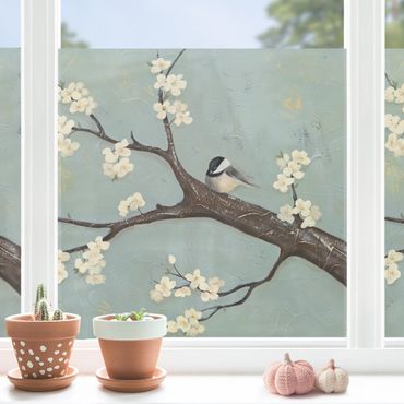 Decorazione per finestre - Cinciallegra su ciliegio