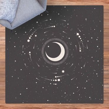 Tappetino di sughero - Luna in cerchio di stelle - Quadrato 1:1