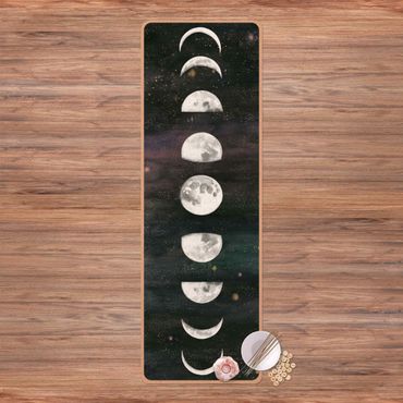 Tappetino yoga - Fasi della Luna in acquerello
