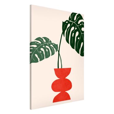 Lavagna magnetica - Monstera in vaso rosso - Formato verticale 2:3