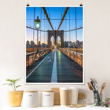 Poster - Veduta mattutina dal ponte di Brooklyn