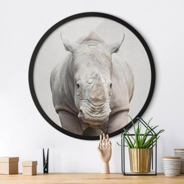 Quadro rotondo incorniciato - Rinoceronte Nora
