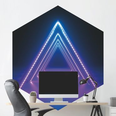Fotomurale esagonale autoadesivo - Triangolo al neon