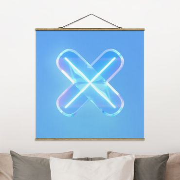 Foto su tessuto da parete con bastone - Simbolo del giocatore X al neon - Quadrato 1:1