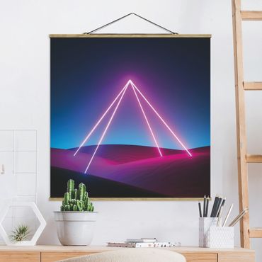 Foto su tessuto da parete con bastone - Piramide luminosa al neon - Quadrato 1:1