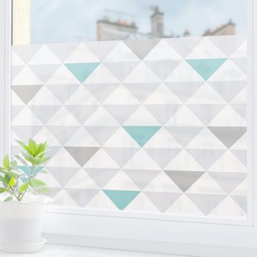 Decorazione per finestre - No.YK64 Triangoli grigi bianchi e turchesi