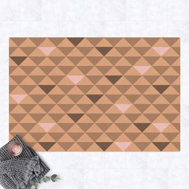 Tappetino di sughero - No.YK65 Triangoli grigi bianchi e rosa - Formato orizzontale 3:2