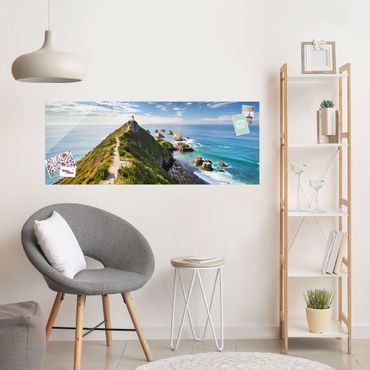 Quadro in vetro - Nugget Point Lighthouse and sea Zealand - Panoramico