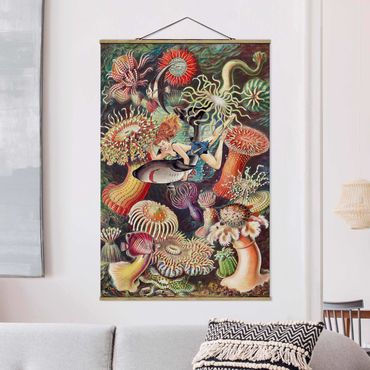 Foto su tessuto da parete con bastone - Ninfa con anemoni di mare