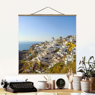 Foto su tessuto da parete con bastone - Oia a Santorini - Quadrato 1:1