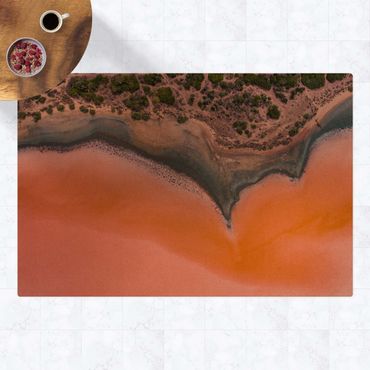 Tappetino di sughero - Sponda del lago arancione in Sardegna - Formato orizzontale 3:2