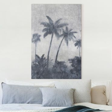Stampa su tela - Catena di palme in blu - Formato verticale 2x3