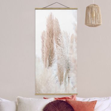 Foto su tessuto da parete con bastone - Erba della Pampas nella luce bianca - Verticale 1:2