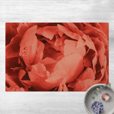 Tappetino di sughero - Peonie in fiore in corallo - Formato orizzontale 3:2