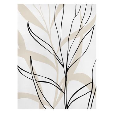 Stampa su tela - Linee di piante nere e beige - Formato verticale 3:4