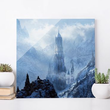 Quadro in vetro - Fantastico castello nella neve
