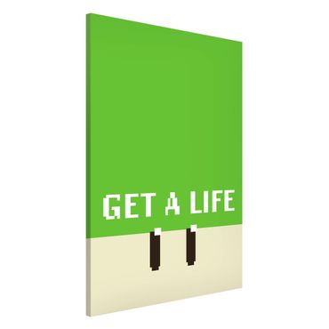 Lavagna magnetica - Frase in pixel Get A Life in verde - Formato verticale 2:3