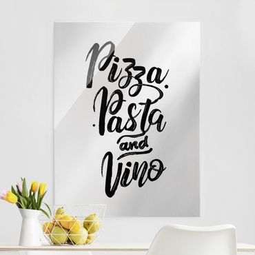 Quadro in vetro - Pizza Pasta e Vino - Formato verticale