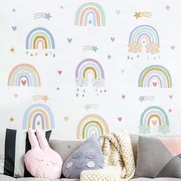 Adesivo murale - Set di arcobaleni pastello