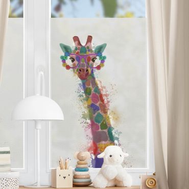 Decorazione per finestre - Giraffa con schizzi arcobaleno