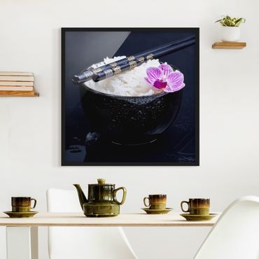 Poster con cornice - Ciotola di riso con orchidea