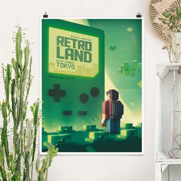 Poster riproduzione - Retro Classic Game in turchese