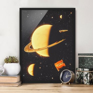 Poster con cornice - Collage retrò - Gli anelli di Saturno
