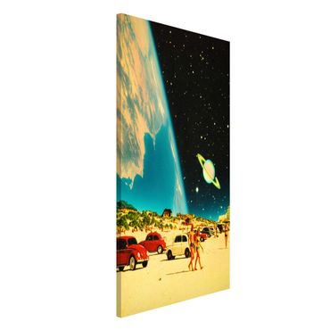 Lavagna magnetica - Collage retrò - Spiaggia galattica - Formato verticale 3:4