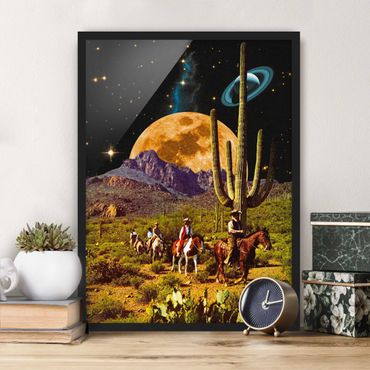 Poster con cornice - Collage retrò - Cowboy dello spazio