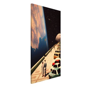 Lavagna magnetica - Collage retrò - Passeggiata spaziale - Formato verticale 3:4