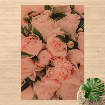Tappetino di sughero - Peonie rosa con foglie - Formato verticale 2:3