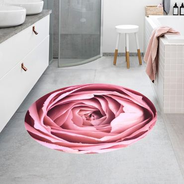 Tappeto in vinile rotondo - Pink Rose Blossom