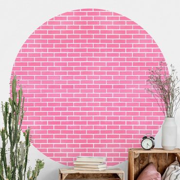 Carte da parati rotonde - Muro di mattoni rosa