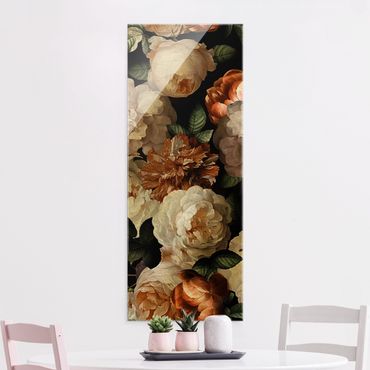 Quadro in vetro - Rose rosse con rose bianche - Formato verticale