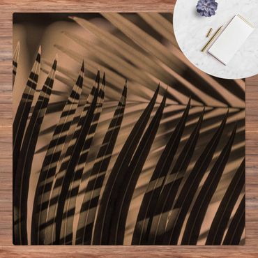 Tappetino di sughero - Giochi di ombre su ramo di palma - Quadrato 1:1