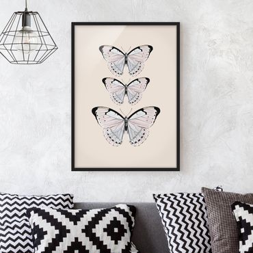 Poster con cornice - Farfalla su beige