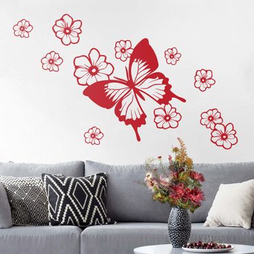 Adesivo murale - Farfalla con i fiori
