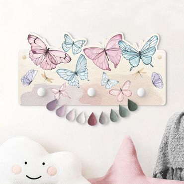 Appendiabiti per bambini - Farfalle acquerello e pastello