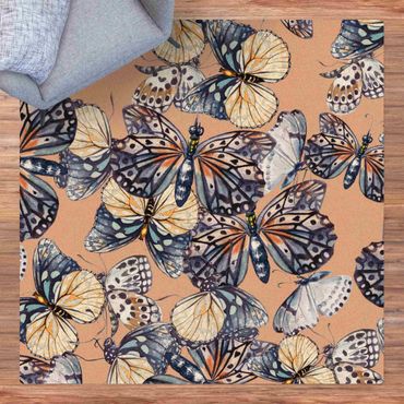 Tappetino di sughero - Sciame di farfalle falena - Quadrato 1:1