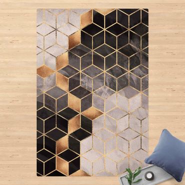 Tappetino di sughero - Geometria dorata con bianco e nero - Formato verticale 2:3