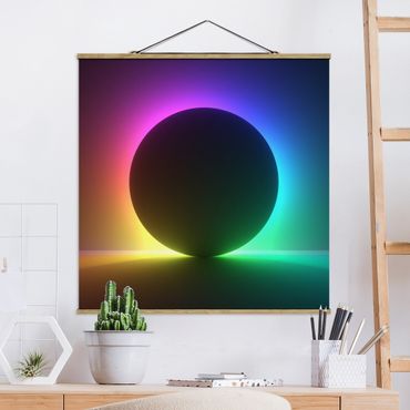 Foto su tessuto da parete con bastone - Cerchio nero con luce al neon - Quadrato 1:1